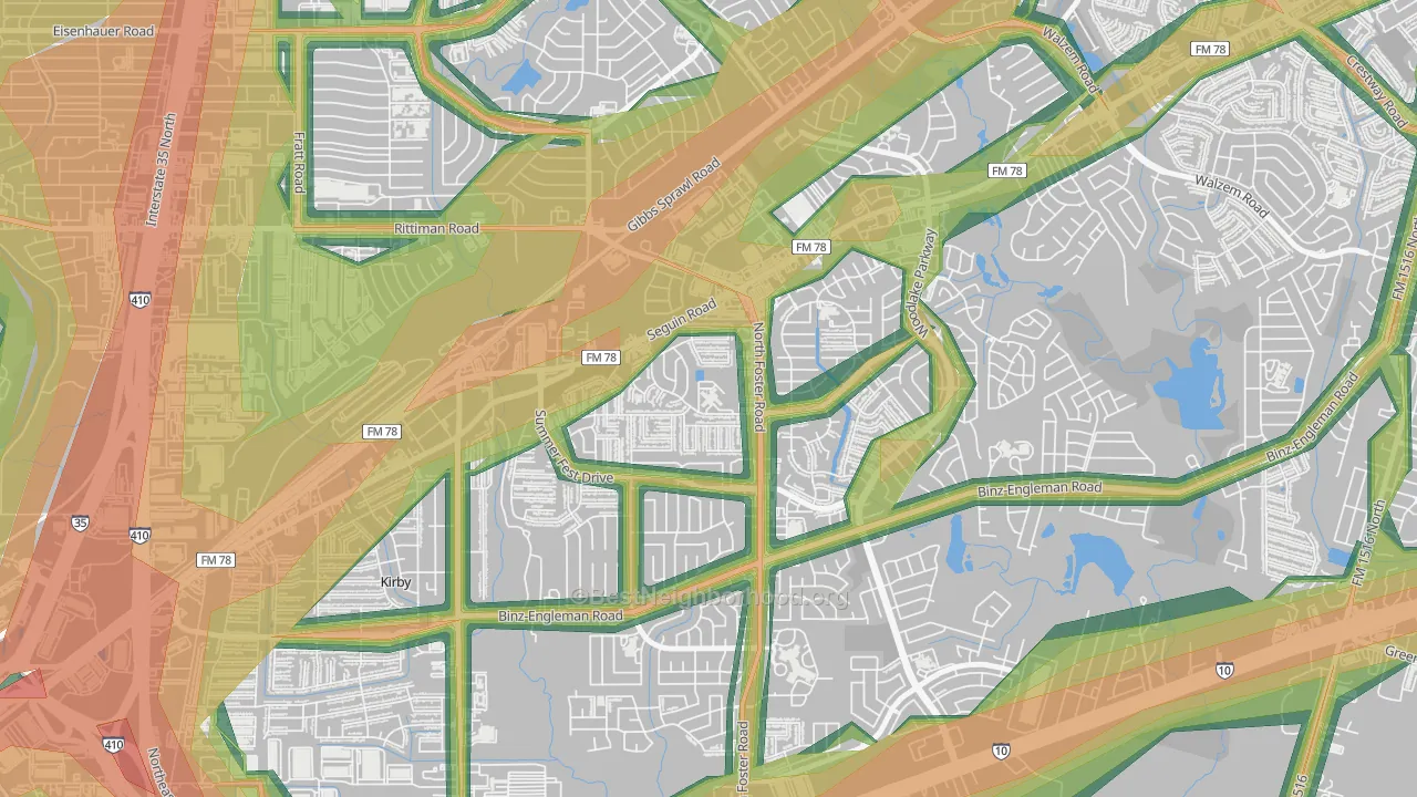 Highland Farms-San Antonio, San Antonio, TX Map of Noise Levels in Highland Farms-San Antonio