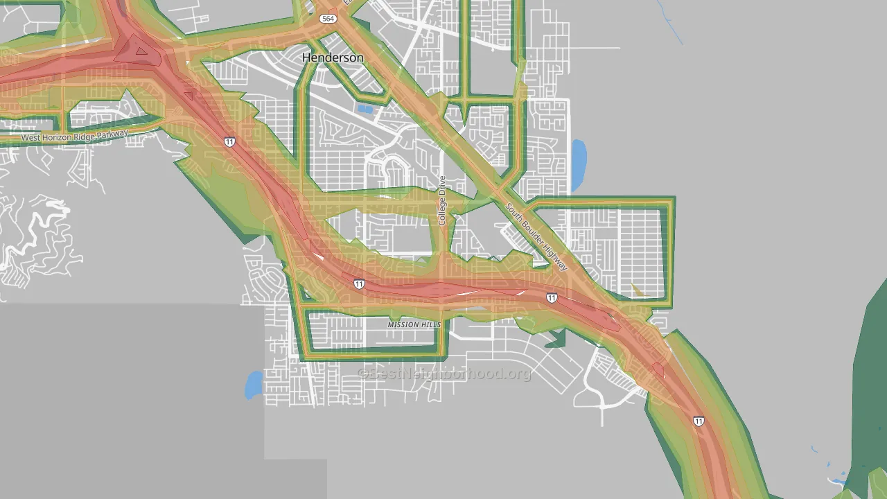 Highland Hills, Henderson, NV Map of Noise Levels in Highland Hills