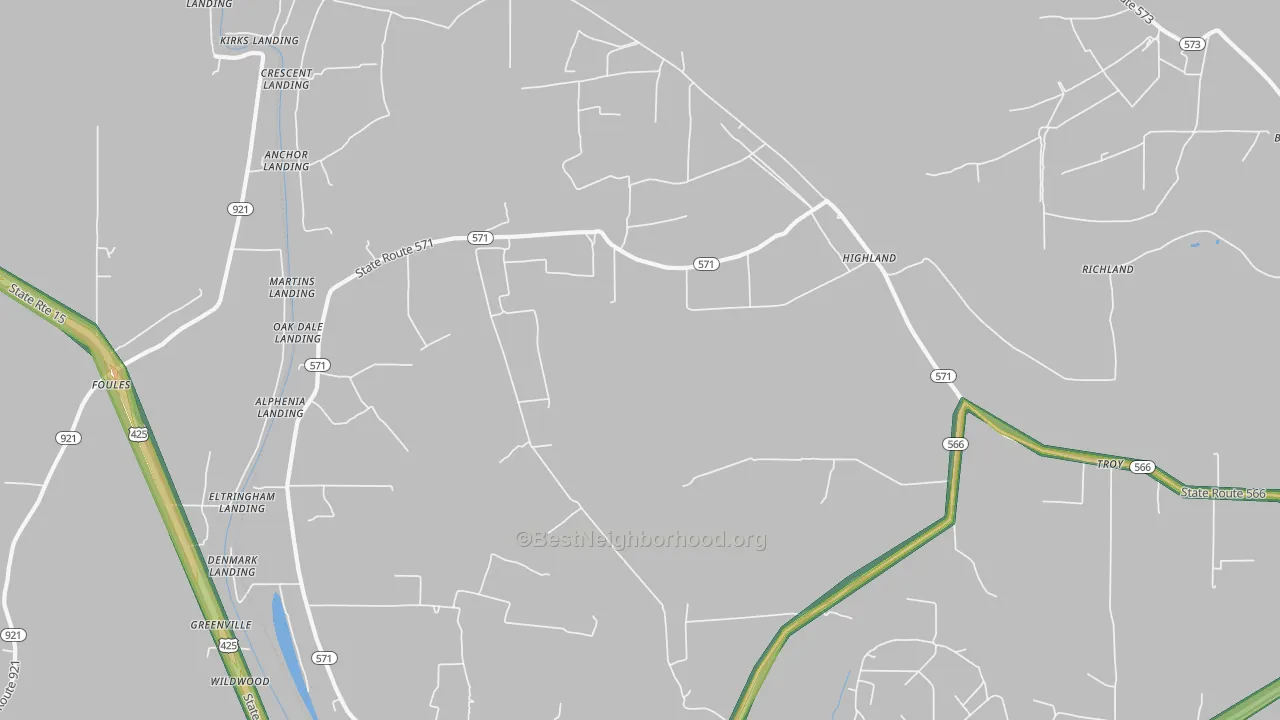 Highland, LA Map of Noise Levels in Highland