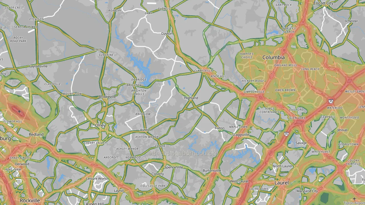 Highland, MD Map of Noise Levels in Highland