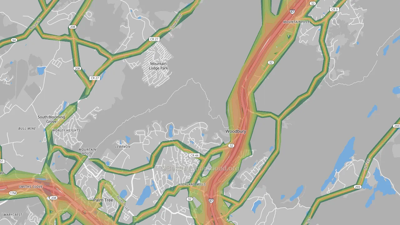 Highland Mills, NY Map of Noise Levels in Highland Mills