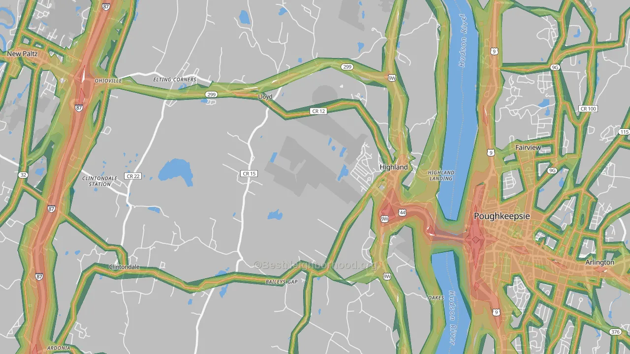Highland, NY Map of Noise Levels in Highland