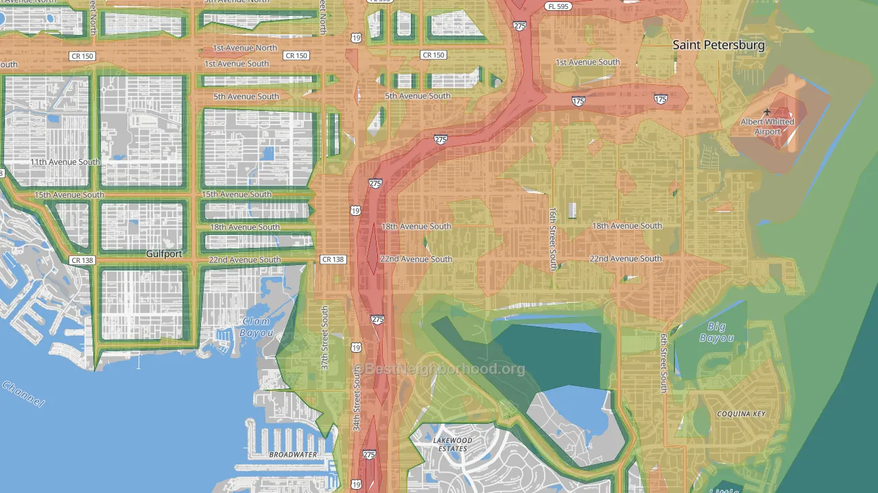 Highland Oaks, St. Petersburg, FL Map of Noise Levels in Highland Oaks