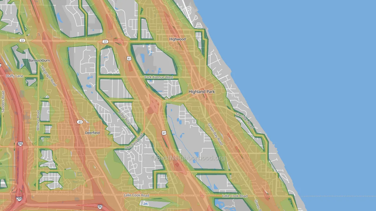 Highland Park, IL Map of Noise Levels in Highland Park