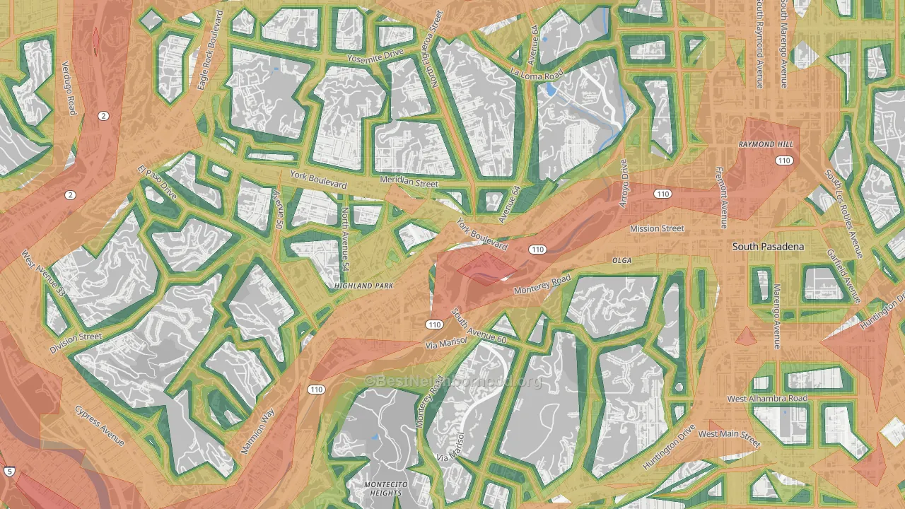 Highland Park, Los Angeles, CA Map of Noise Levels in Highland Park