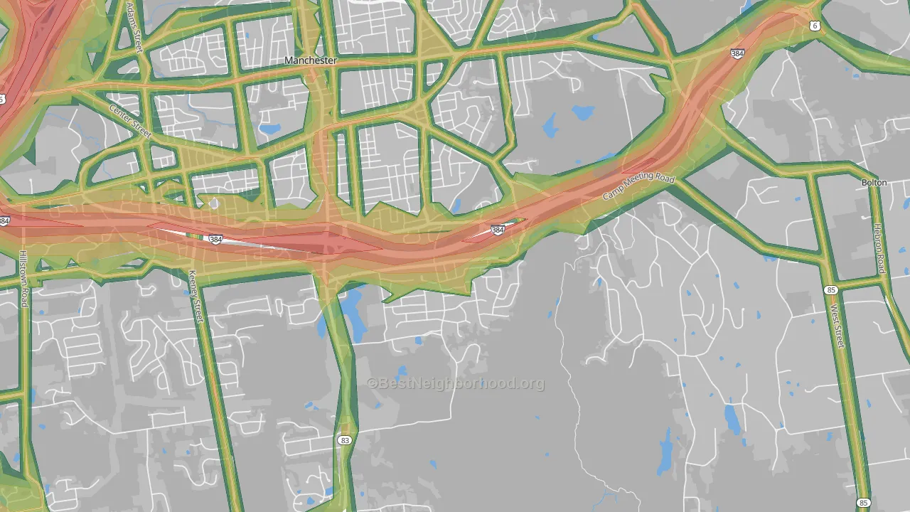 Highland Park, Manchester, CT Map of Noise Levels in Highland Park