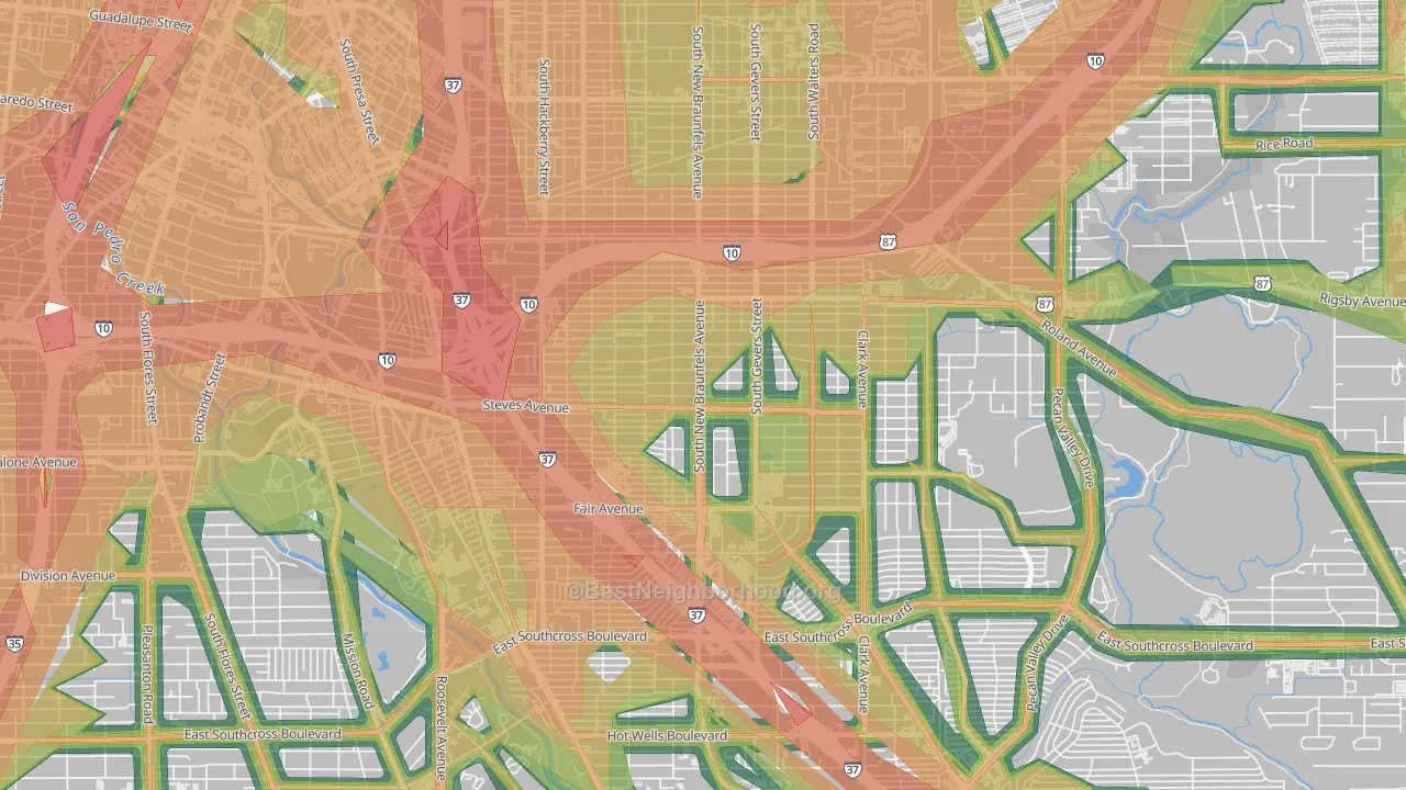 Highland Park, San Antonio, TX Map of Noise Levels in Highland Park