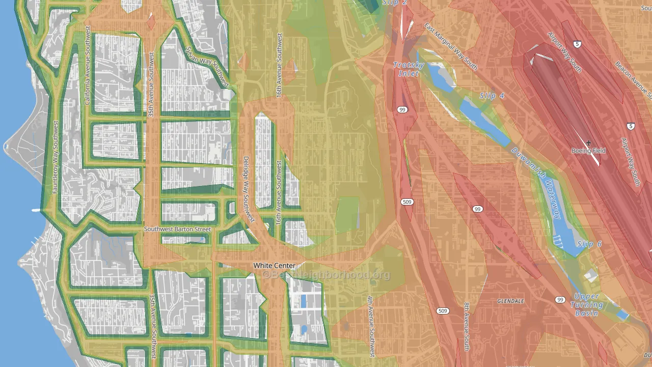 Highland Park, Seattle, WA Map of Noise Levels in Highland Park