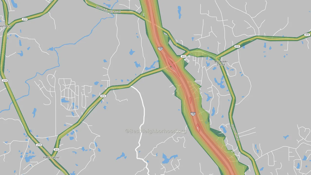 Highland Pines, GA Map of Noise Levels in Highland Pines