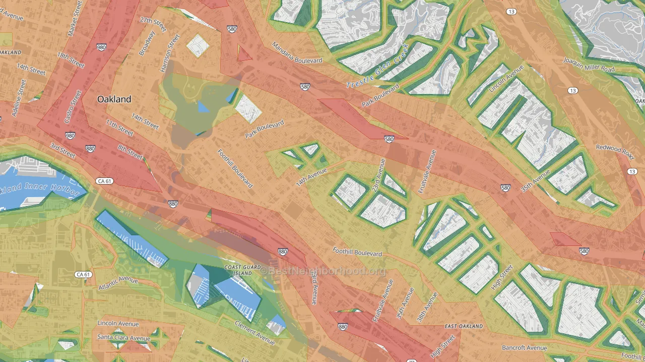 Highland Terrace, Oakland, CA Map of Noise Levels in Highland Terrace
