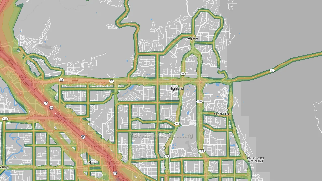 Highland, UT Map of Noise Levels in Highland