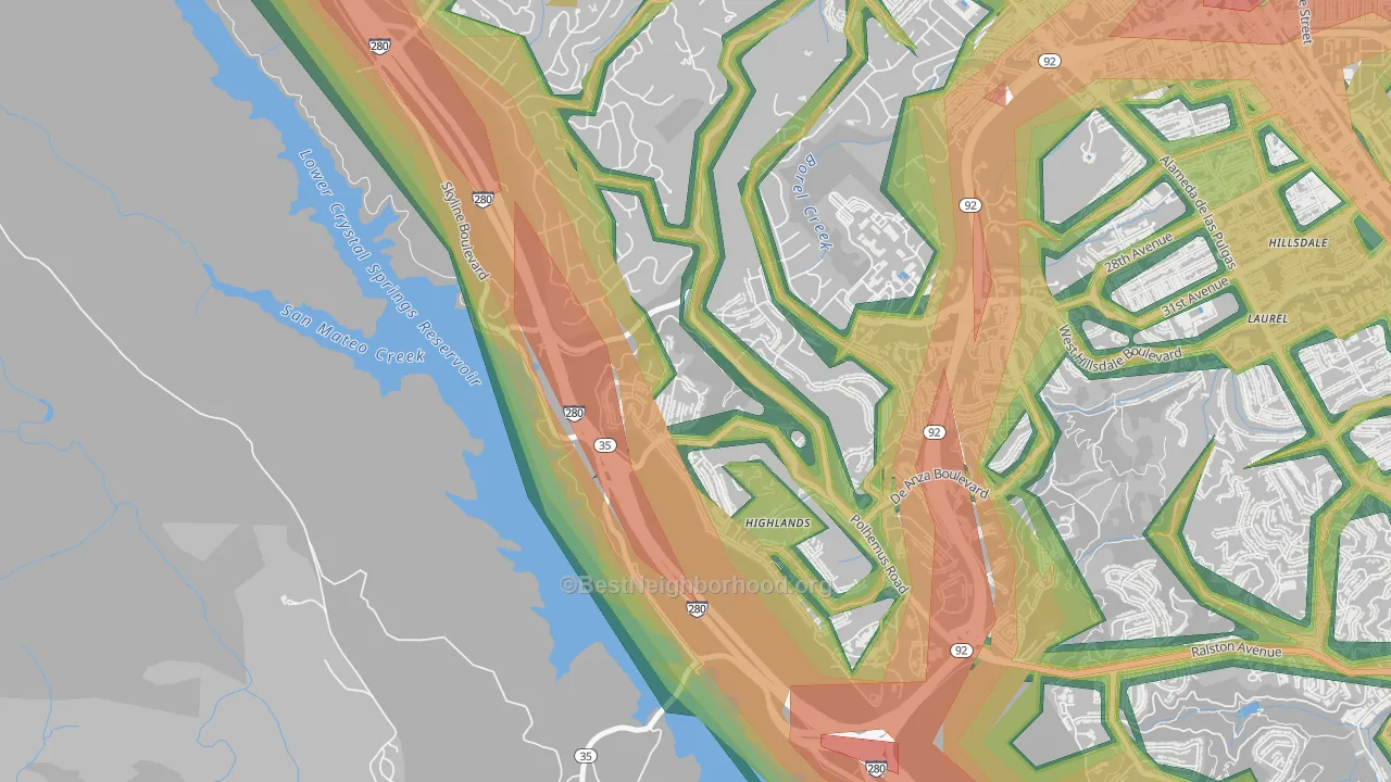 Highlands-Baywood Park, CA Map of Noise Levels in Highlands-Baywood Park