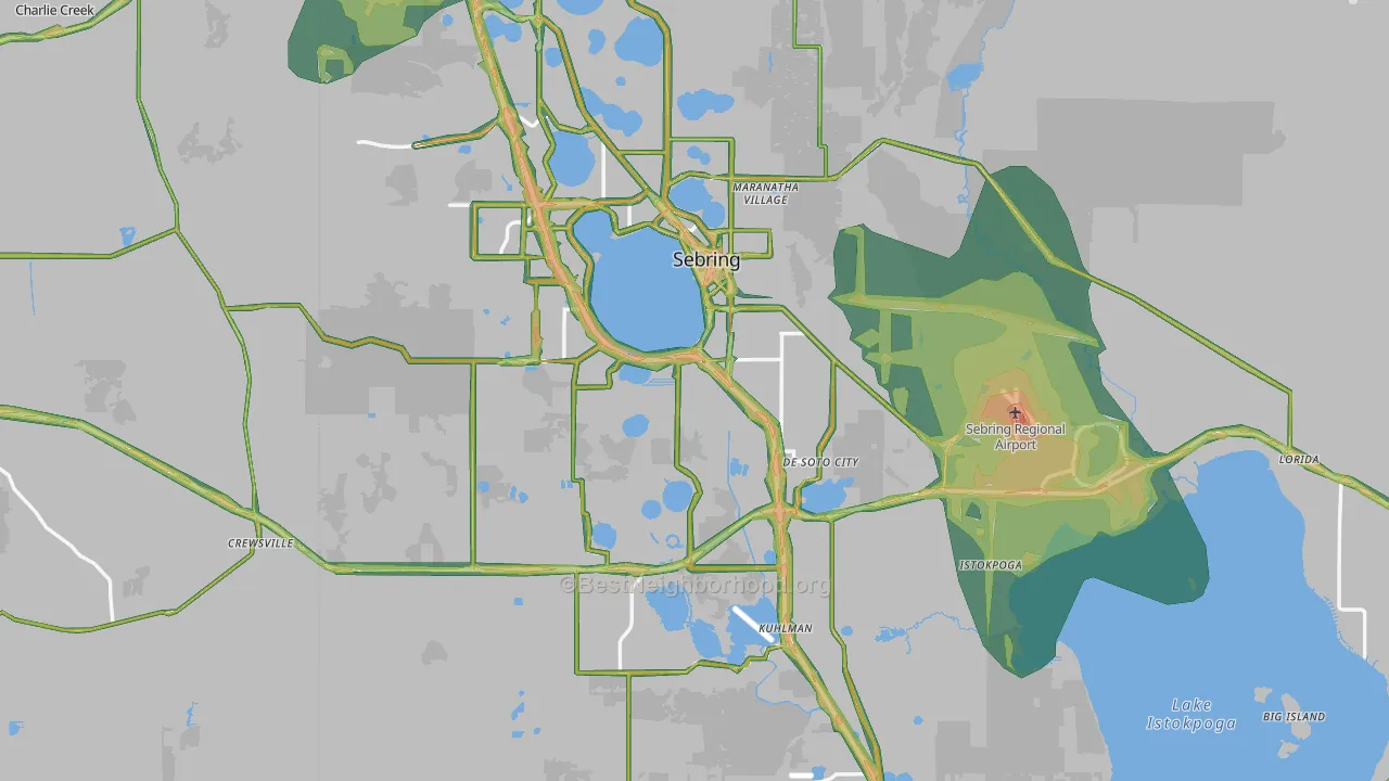 Highlands County, FL Map of Noise Levels in Highlands County