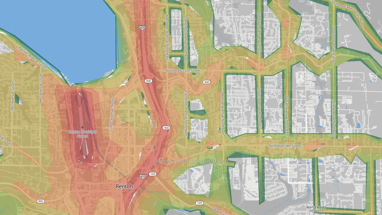 Highlands Park, Renton, WA Map of Noise Levels in Highlands Park