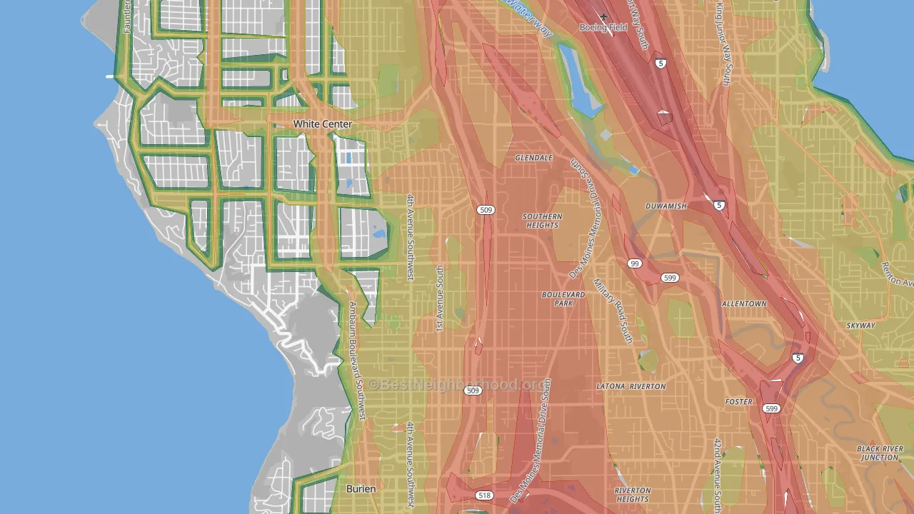 Highline, Seattle, WA Map of Noise Levels in Highline