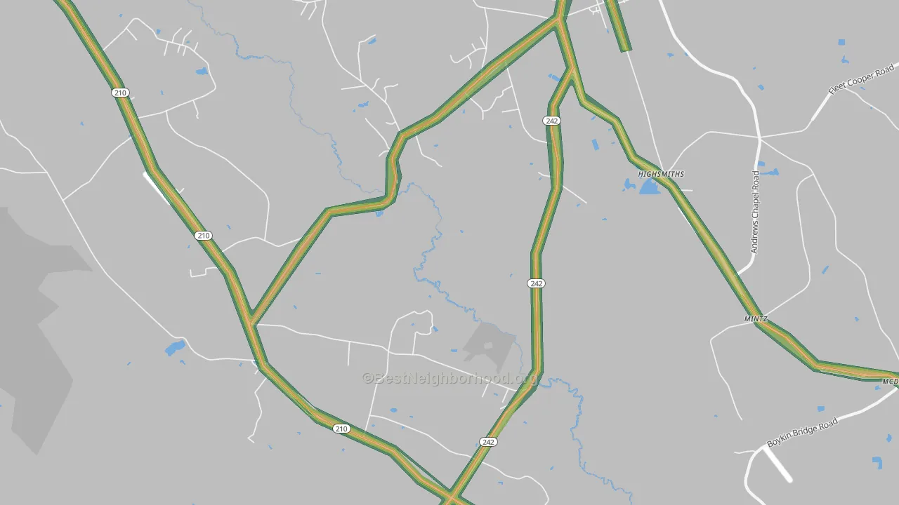 Highsmiths, NC Map of Noise Levels in Highsmiths