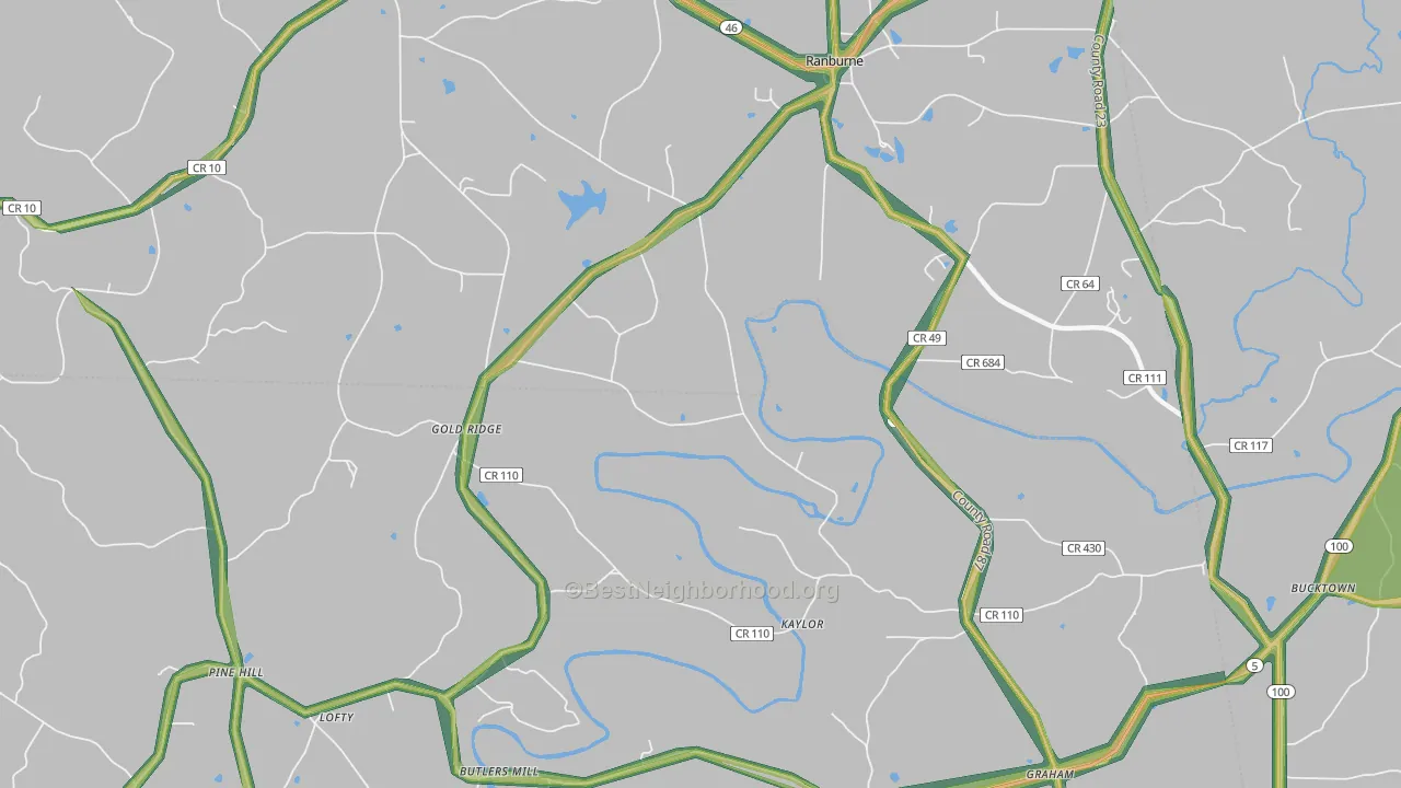 Hightower, AL Map of Noise Levels in Hightower