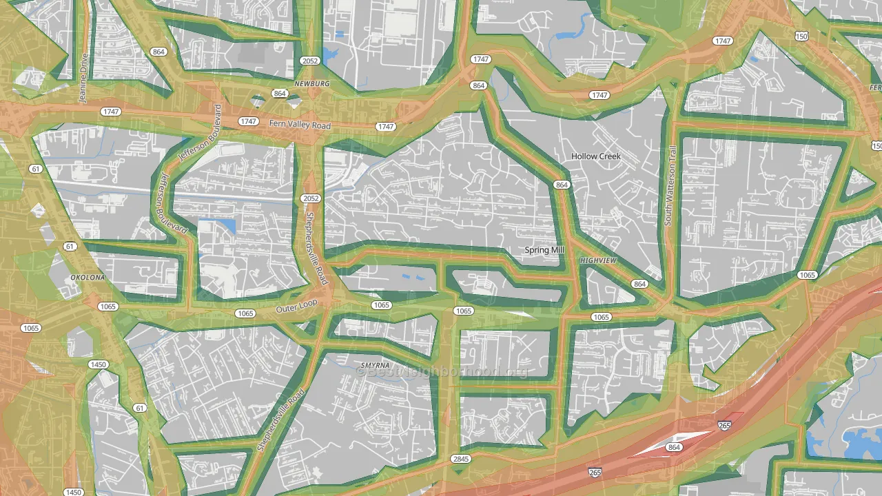 Highview, Louisville, KY Map of Noise Levels in Highview