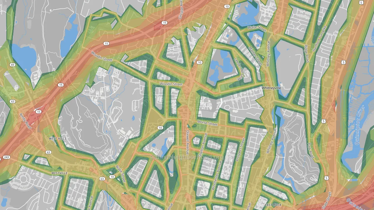 Highwood, Hamden, CT Map of Noise Levels in Highwood