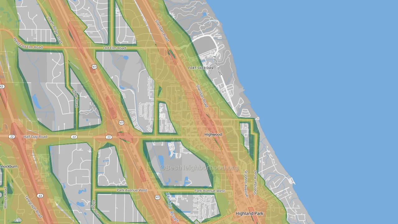 Highwood, IL Map of Noise Levels in Highwood