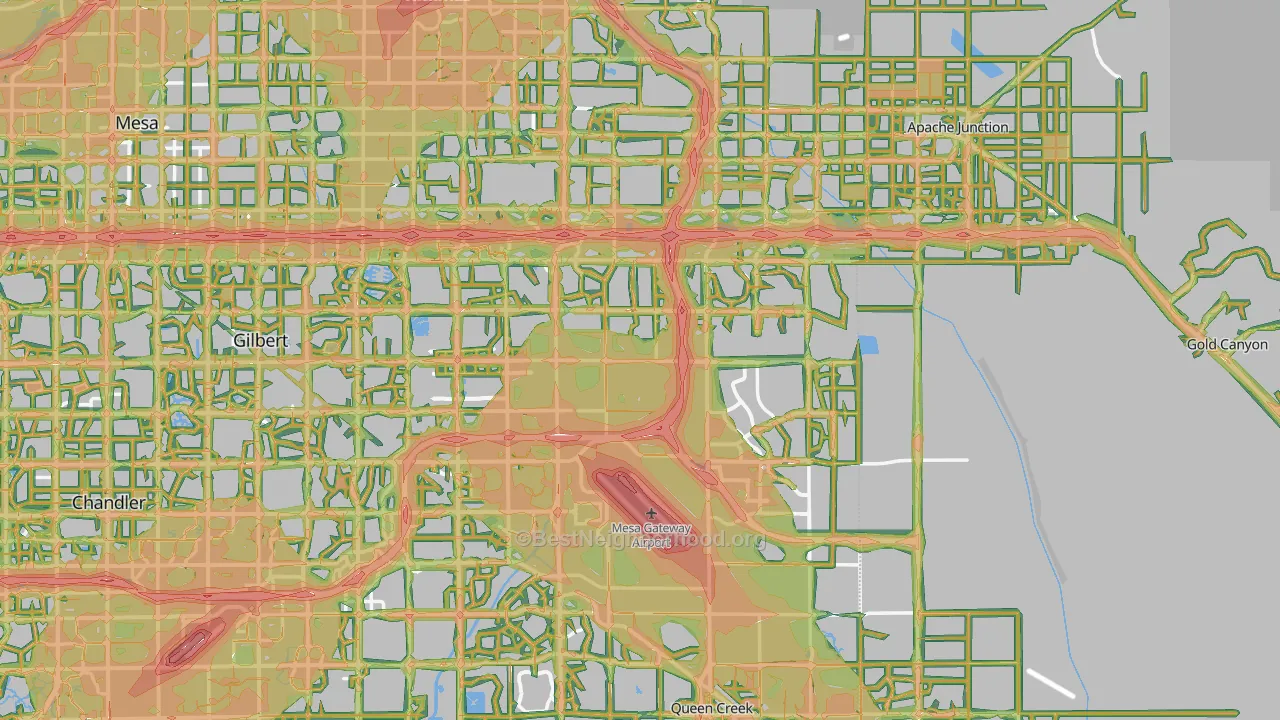 Higley, AZ Map of Noise Levels in Higley