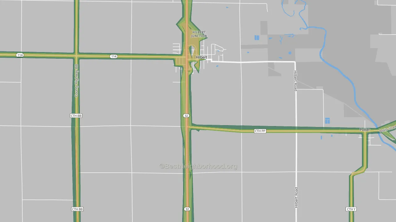 Hilbert Junction, WI Map of Noise Levels in Hilbert Junction