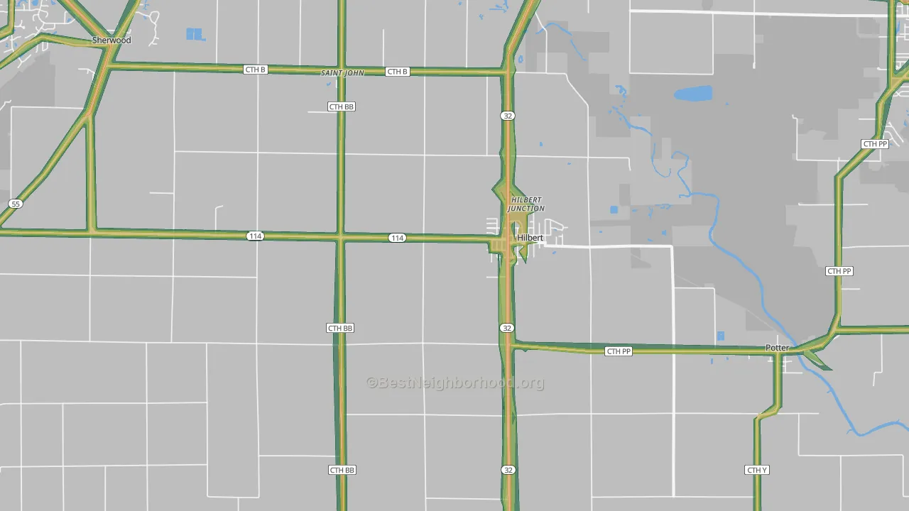 Hilbert, WI Map of Noise Levels in Hilbert
