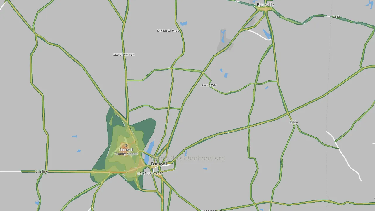 Hilda, SC Map of Noise Levels in Hilda