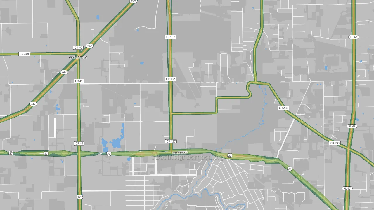 Hildreth, FL Map of Noise Levels in Hildreth