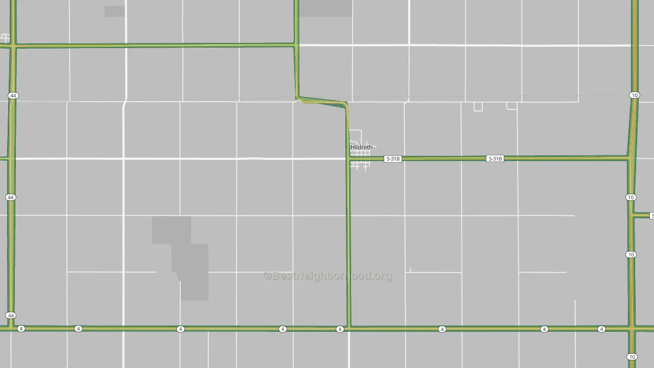 Hildreth, NE Map of Noise Levels in Hildreth