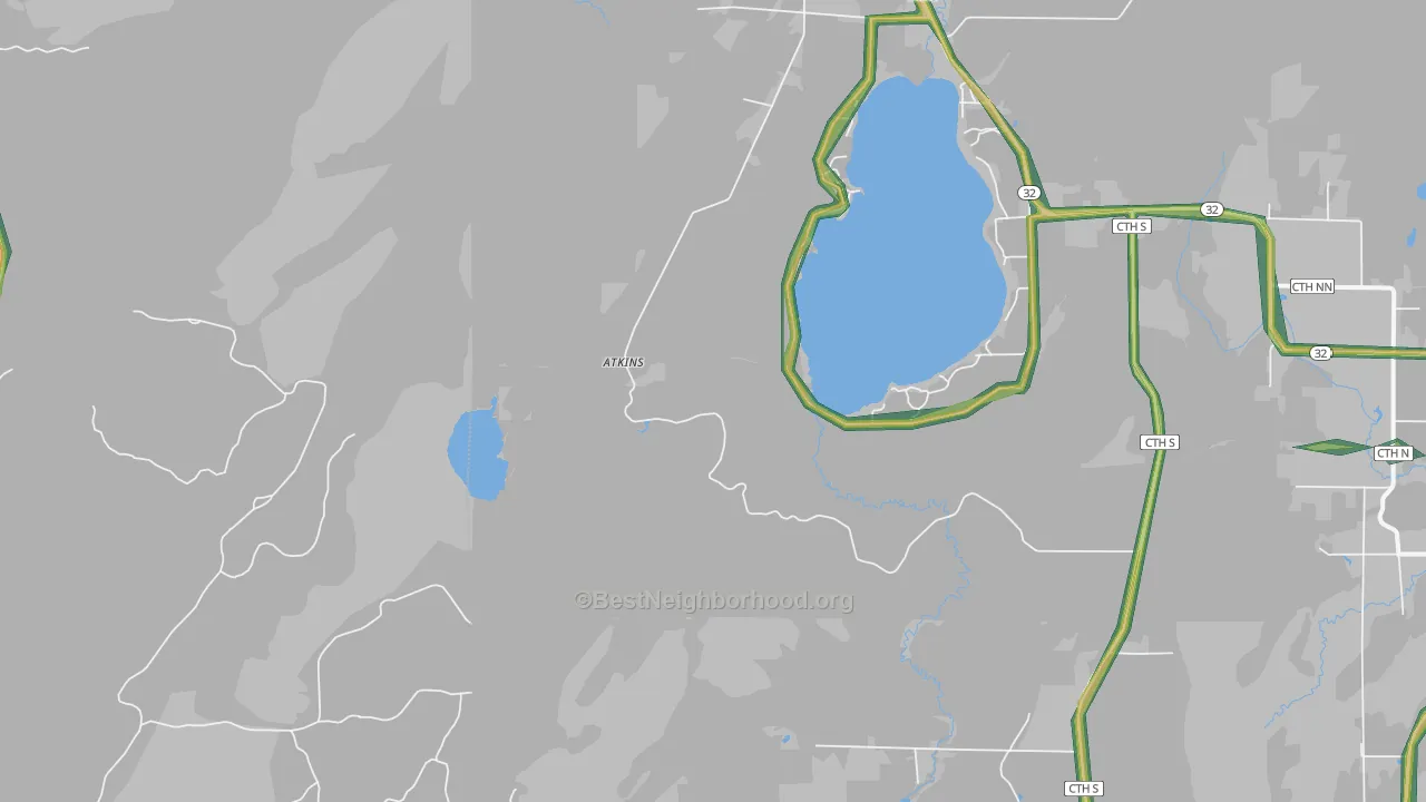 Hiles, WI Map of Noise Levels in Hiles