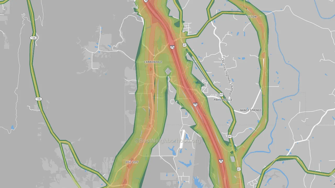 Hill City, GA Map of Noise Levels in Hill City