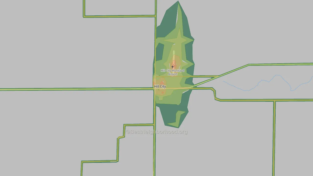 Hill City, KS Map of Noise Levels in Hill City
