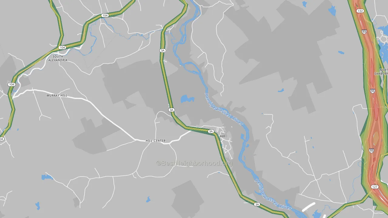 Hill, NH Map of Noise Levels in Hill