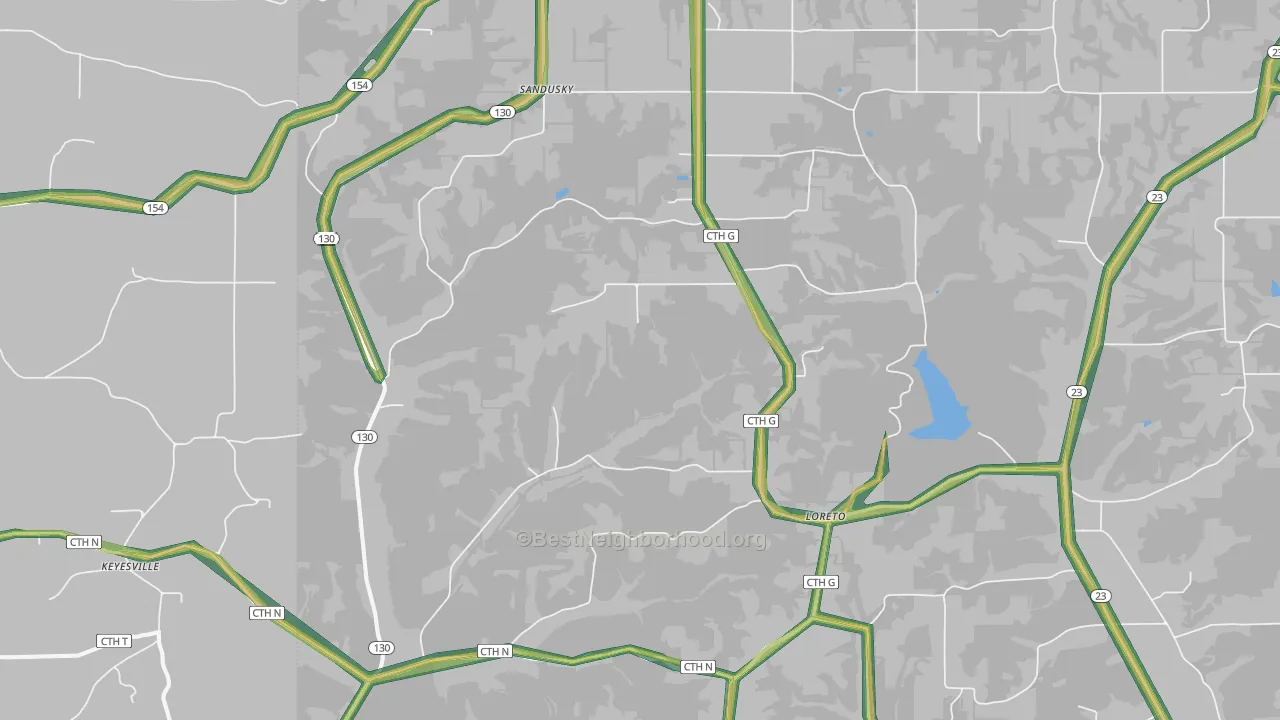 Hill Point, WI Map of Noise Levels in Hill Point