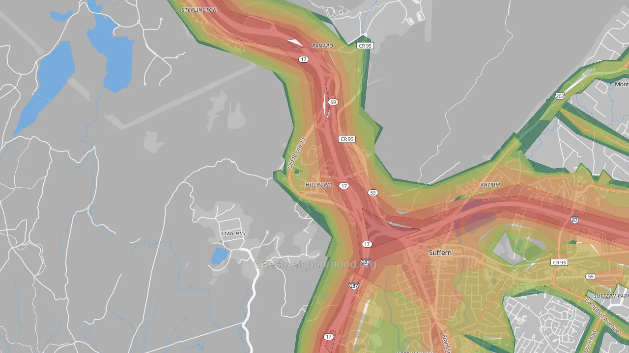 Hillburn, NY Map of Noise Levels in Hillburn