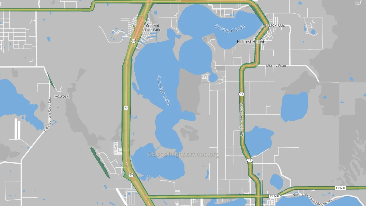 Hillcrest Heights, FL Map of Noise Levels in Hillcrest Heights