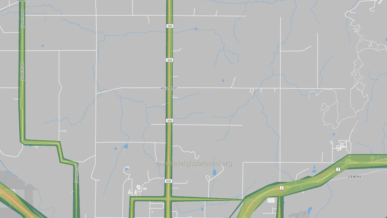 Hillcrest, MI Map of Noise Levels in Hillcrest