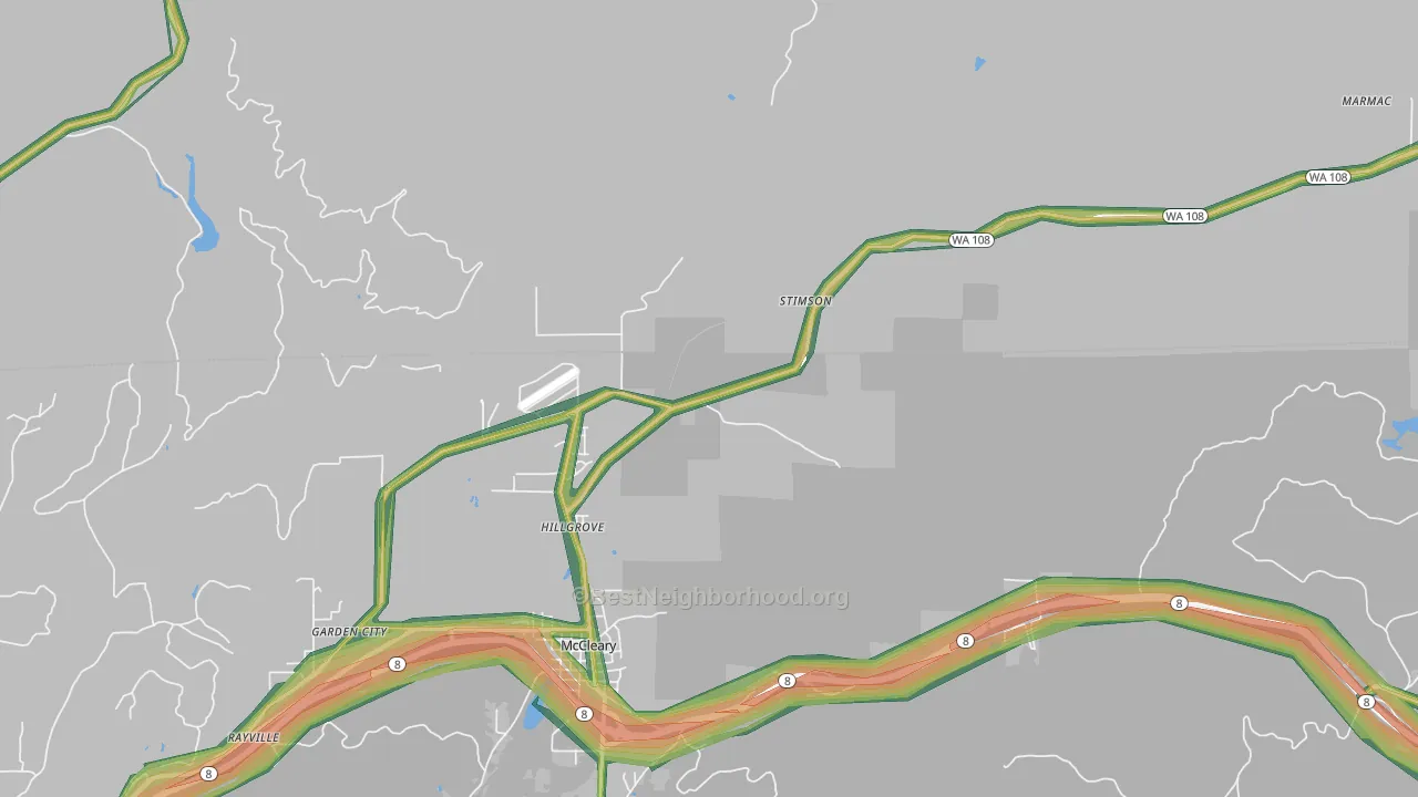 Hillgrove, WA Map of Noise Levels in Hillgrove