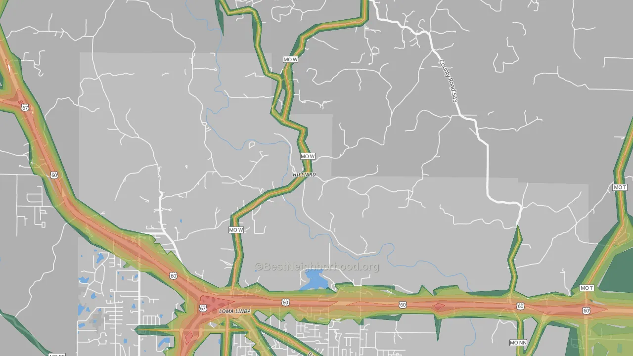 Hilliard, MO Map of Noise Levels in Hilliard