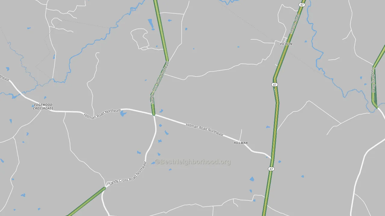 Hillman, GA Map of Noise Levels in Hillman