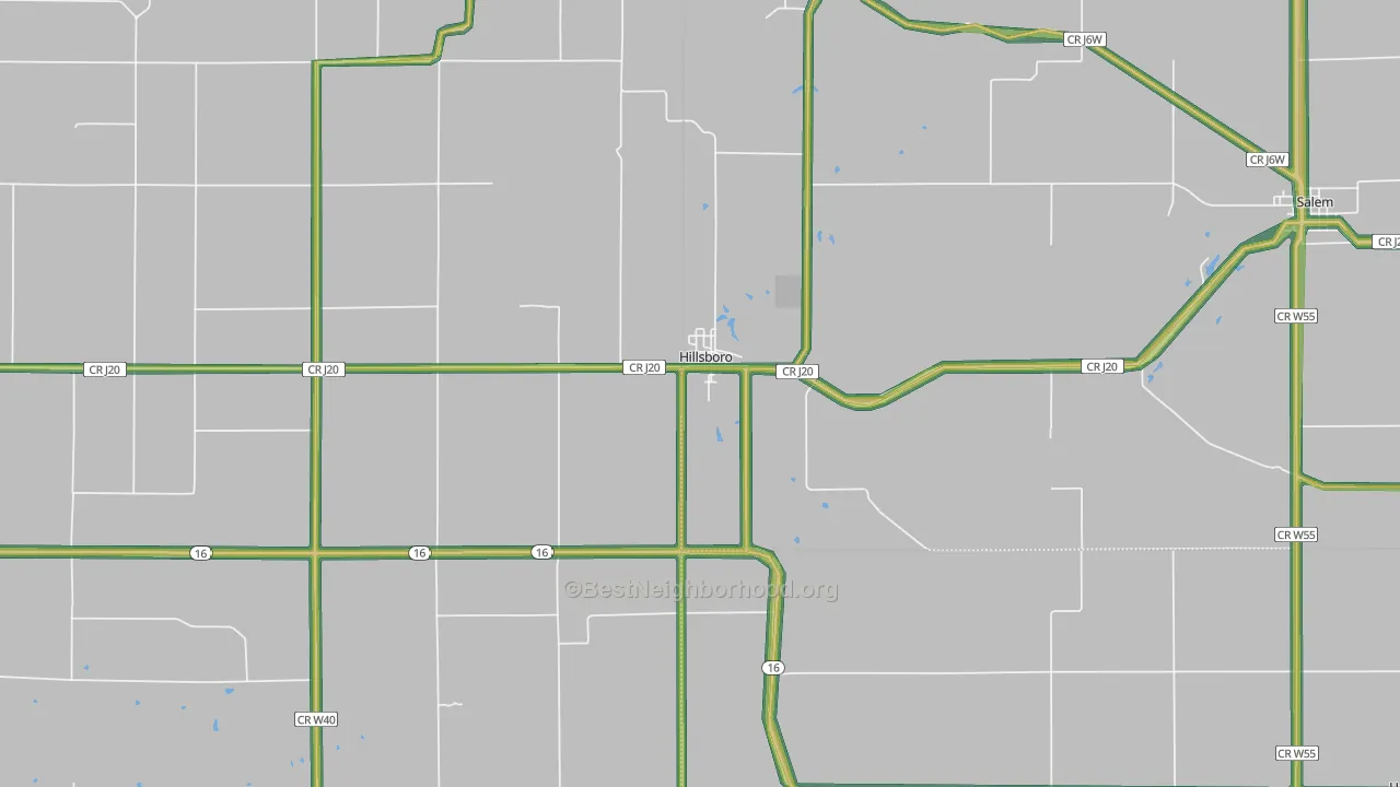 Hillsboro, IA Map of Noise Levels in Hillsboro