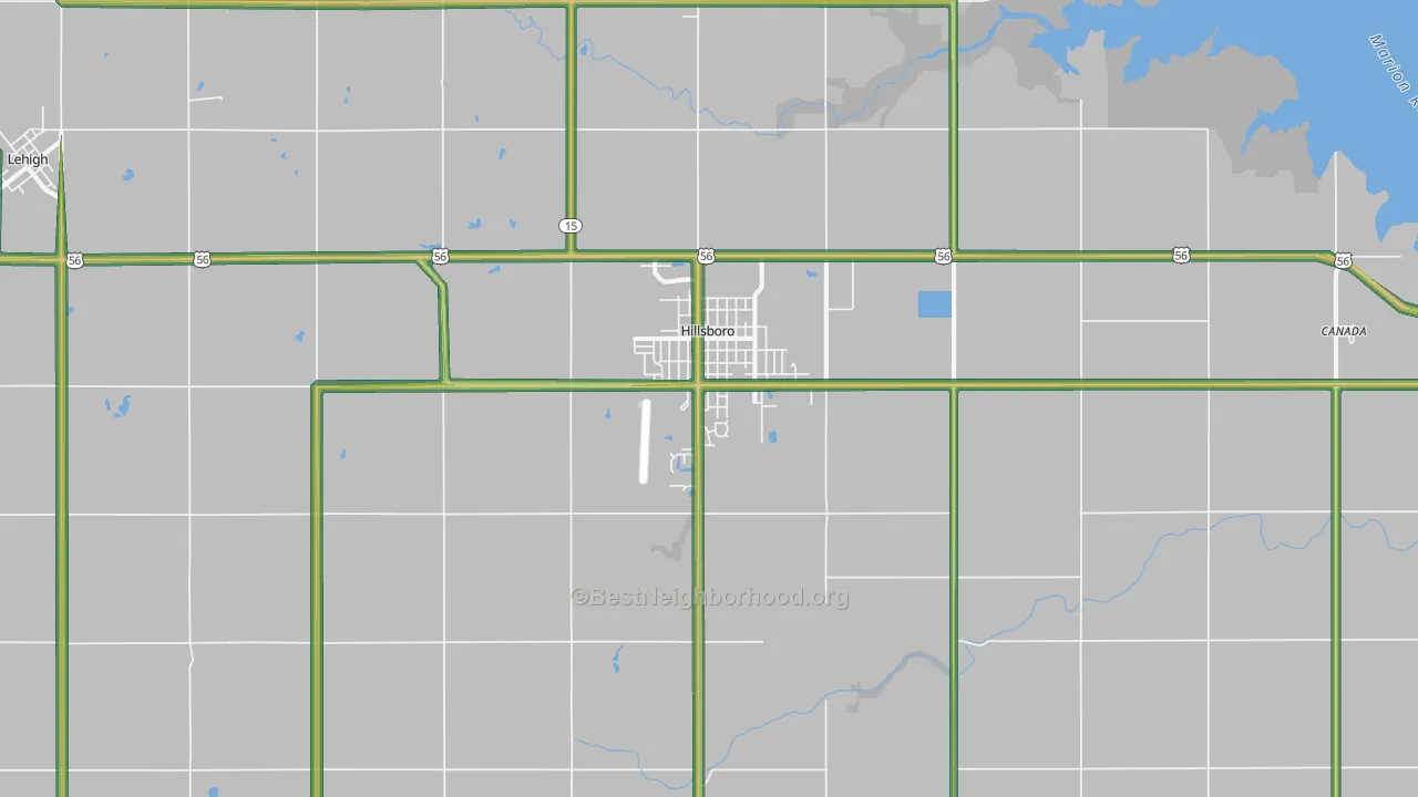 Hillsboro, KS Map of Noise Levels in Hillsboro