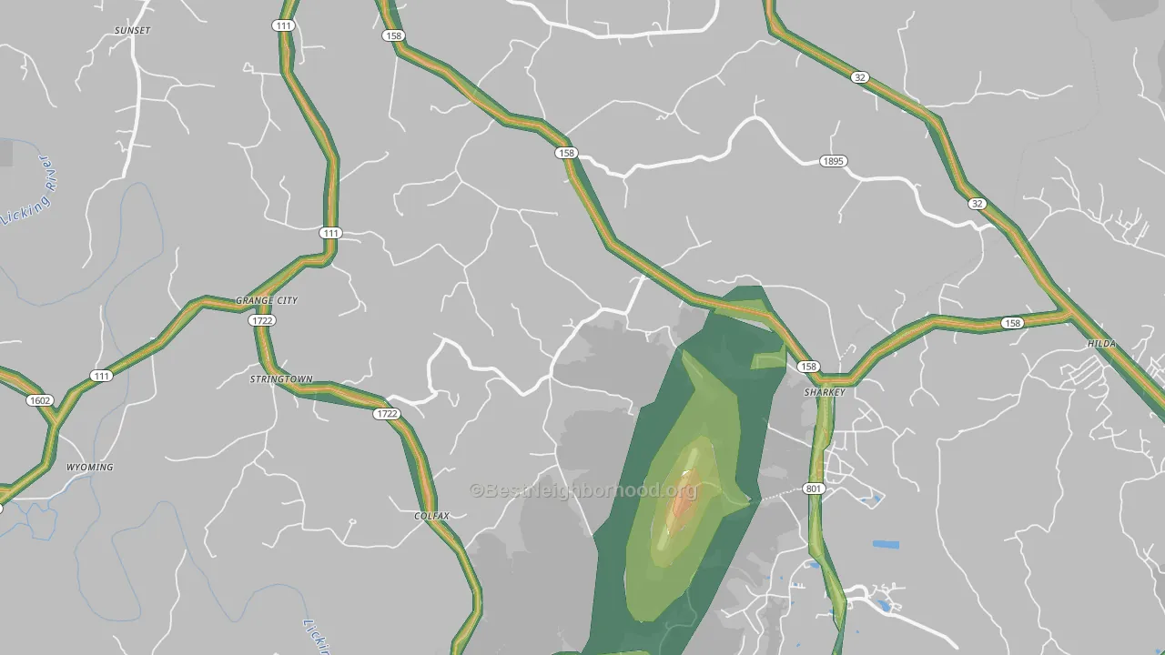 Hillsboro, KY Map of Noise Levels in Hillsboro