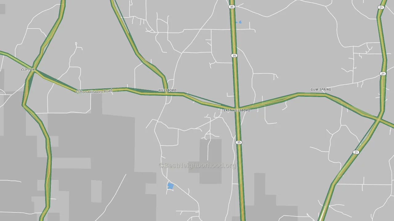 Hillsboro, MS Map of Noise Levels in Hillsboro