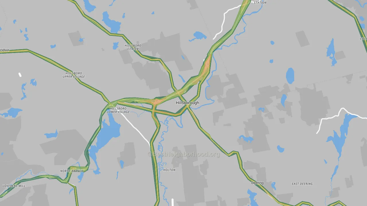 Hillsboro, NH Map of Noise Levels in Hillsboro