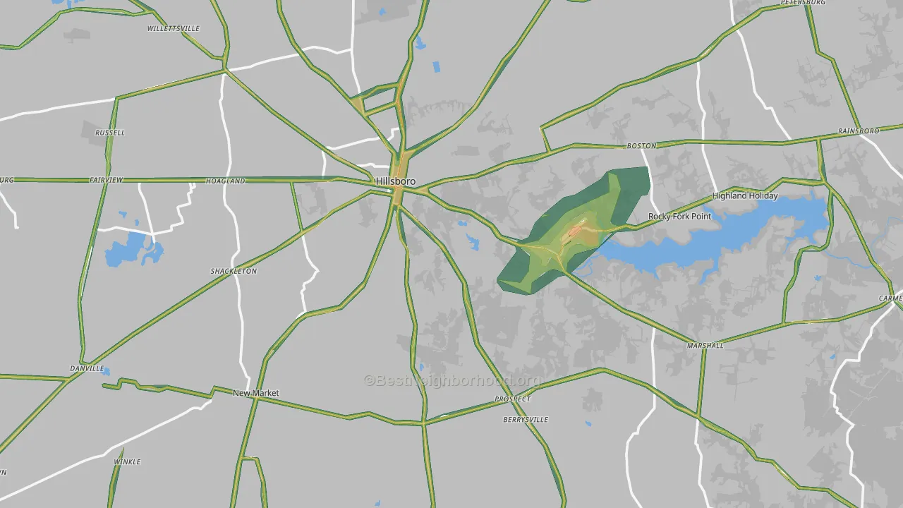 Hillsboro, OH Map of Noise Levels in Hillsboro