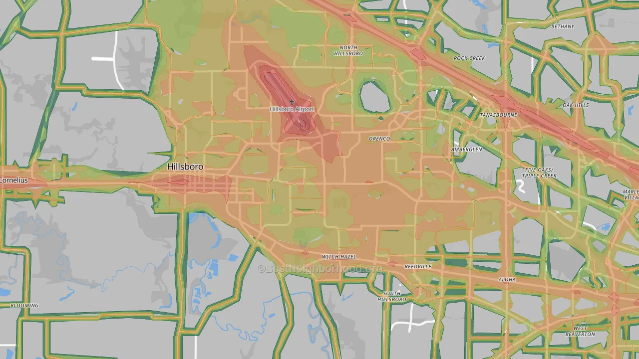 Hillsboro, OR Map of Noise Levels in Hillsboro