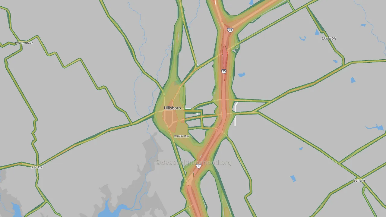 Hillsboro, TX Map of Noise Levels in Hillsboro