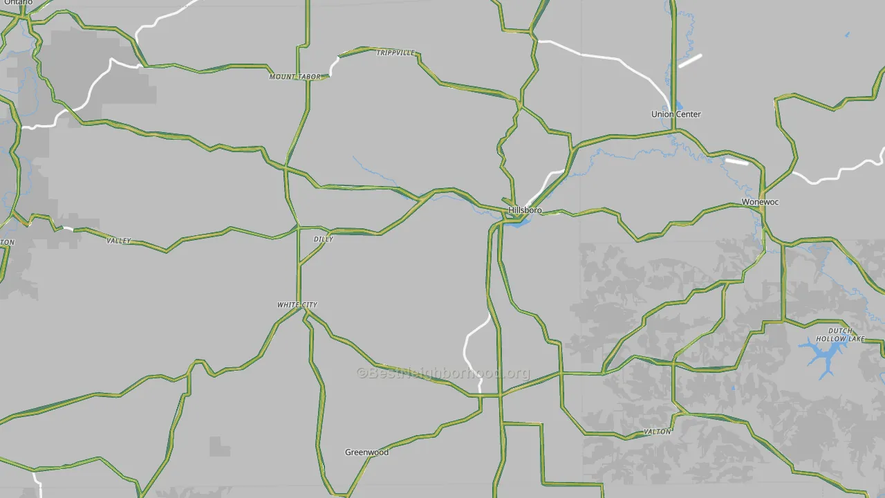 Hillsboro, WI Map of Noise Levels in Hillsboro